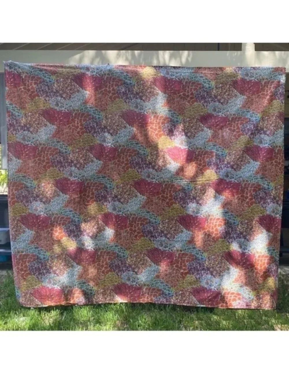 Anthropologie cotton pink orange feather print 84